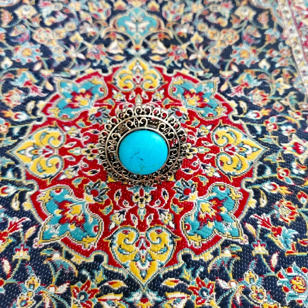 Faux torquise silver ring